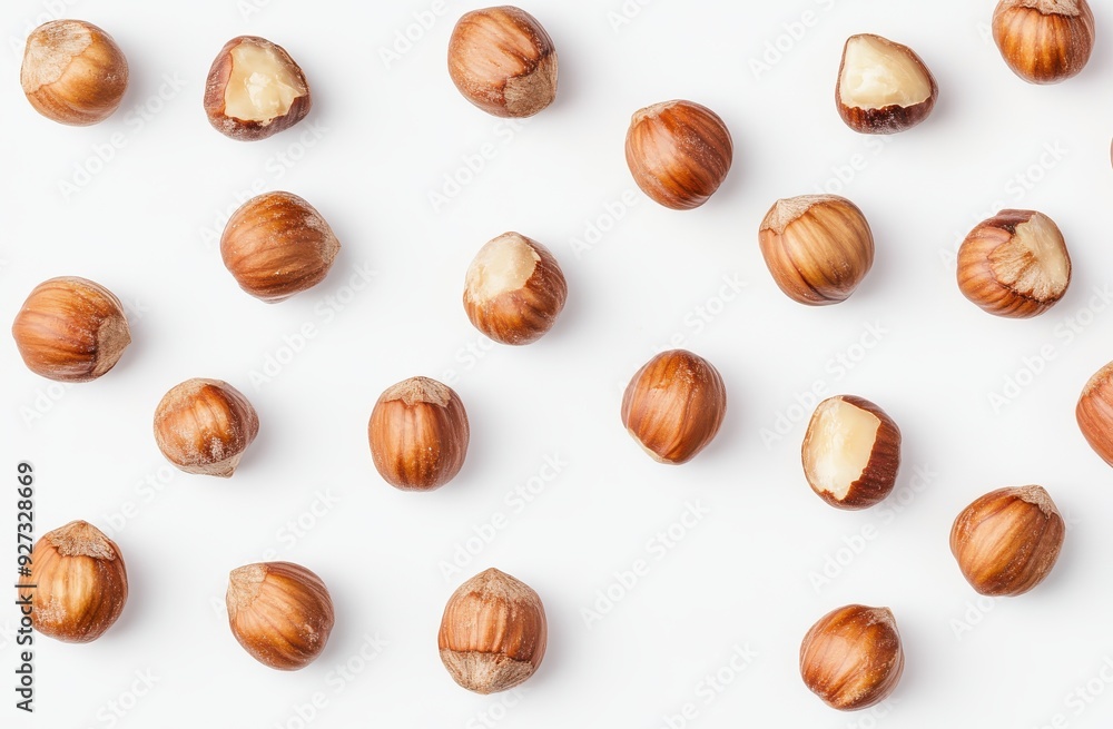 small pile of hazelnuts on a white background small pile of hazelnuts on a white background