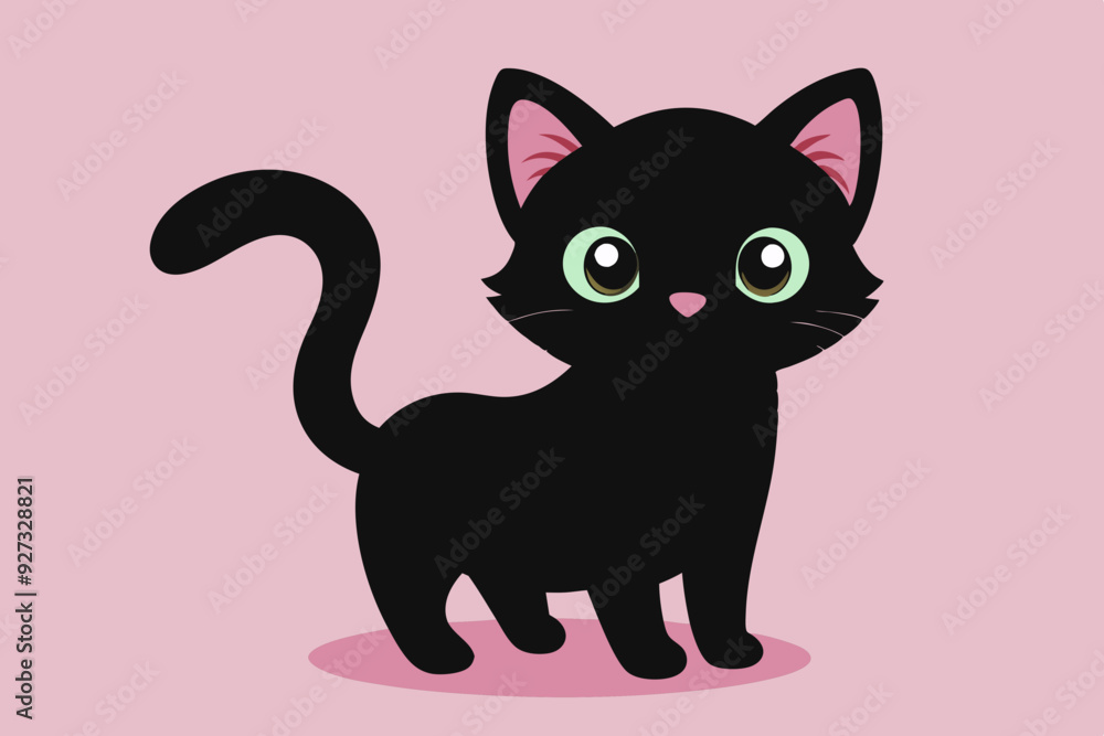 Kitten is a black vector design on a white background Kitten is a black vector design on a white background