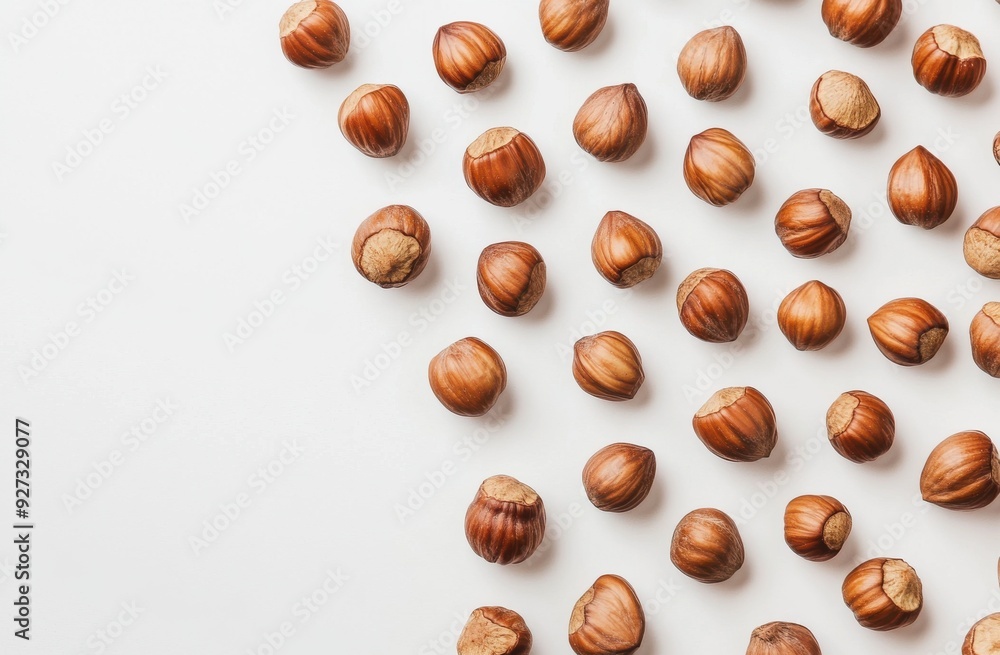 small pile of hazelnuts on a white background small pile of hazelnuts on a white background