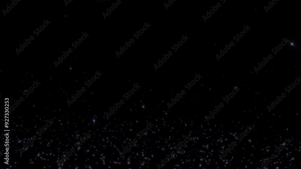 Animation loop white stars particles flow up to top on black abstract ...