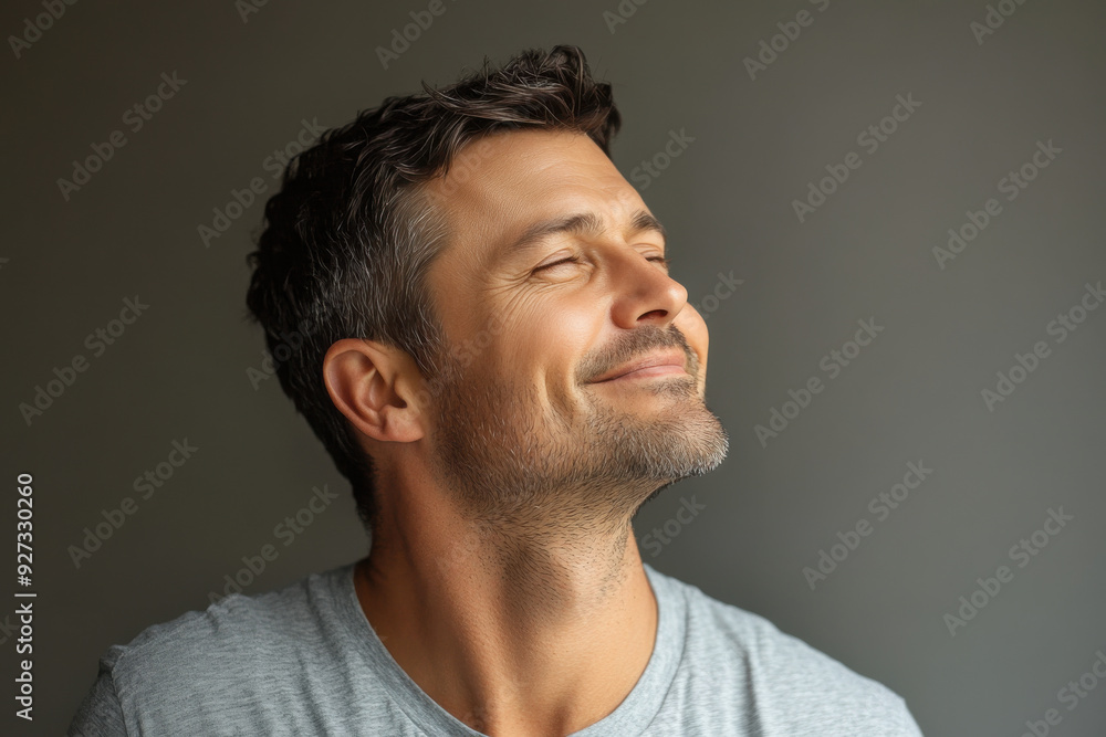 A close up of a man's face with her eyes closed A close up of a man's face with her eyes closed