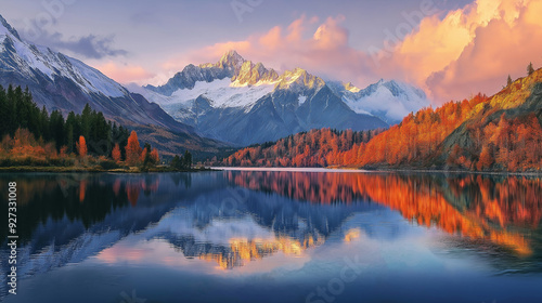 reflection of the mountain in lake