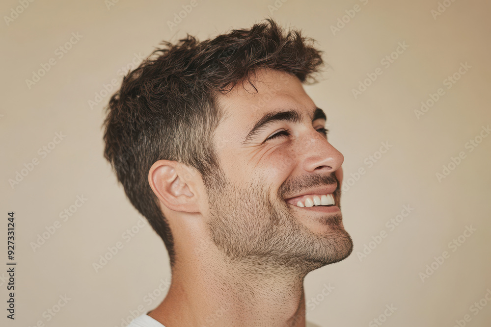 Obraz premium A close up of a man's face with her eyes closed