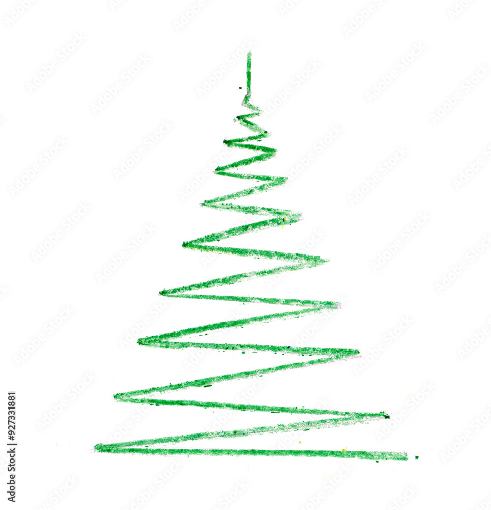 One line drawing of a new year tree. Pensil drawing. One line drawing of a new year tree. Pensil drawing.
