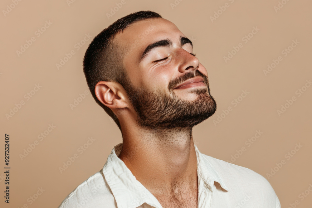 A close up of a man's face with her eyes closed A close up of a man's face with her eyes closed