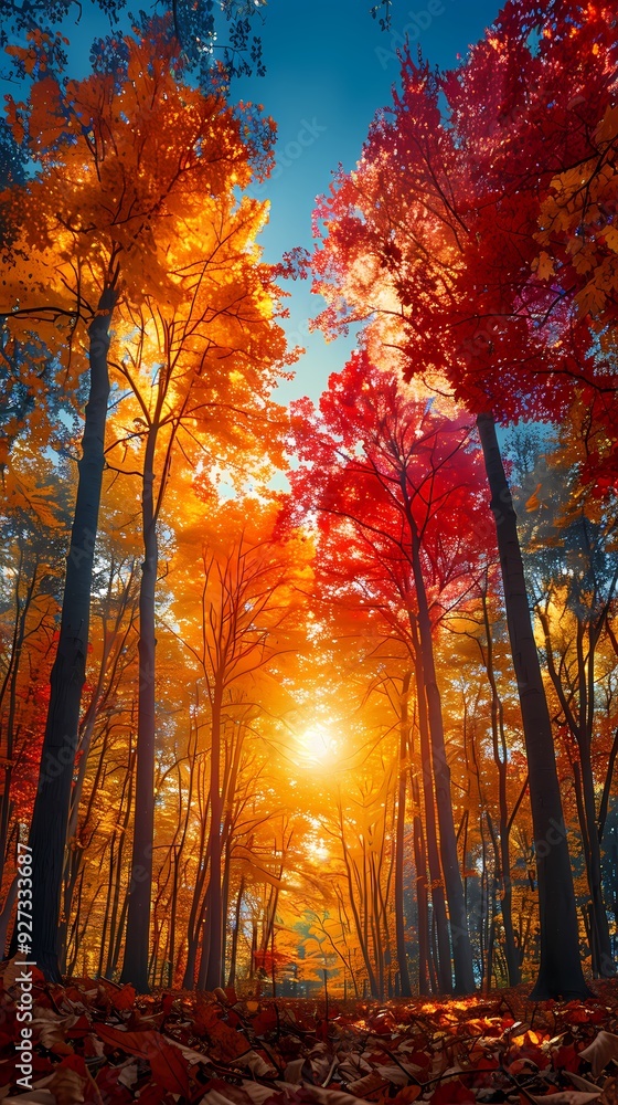 Fototapeta premium colorful trees from underneath looking up graphic poster background