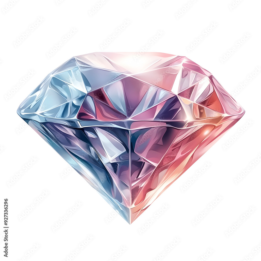 Brilliantly Faceted Luxury Diamond with Subtle Gradients on White Background Brilliantly Faceted Luxury Diamond with Subtle Gradients on White Background
