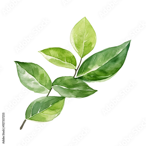 Vibrant Green Lime Leaves on Minimalist White Background