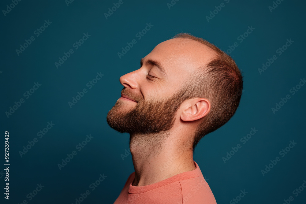 Obraz premium A close up of a man's face with her eyes closed