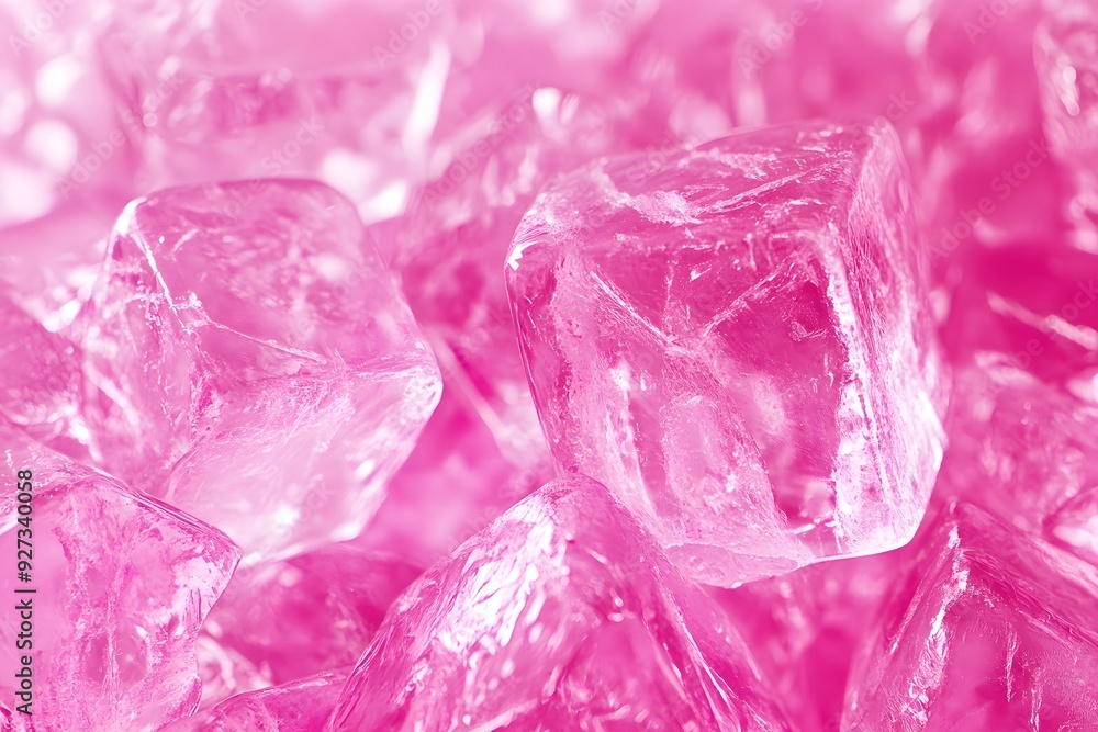  Close-up of pink ice cubes background