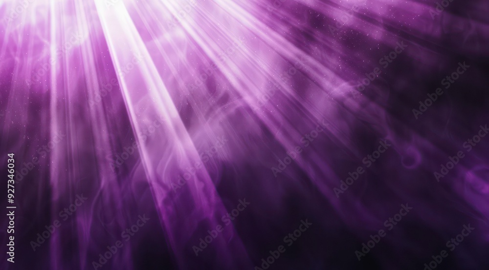Fototapeta premium Abstract light rays from above on violet background.