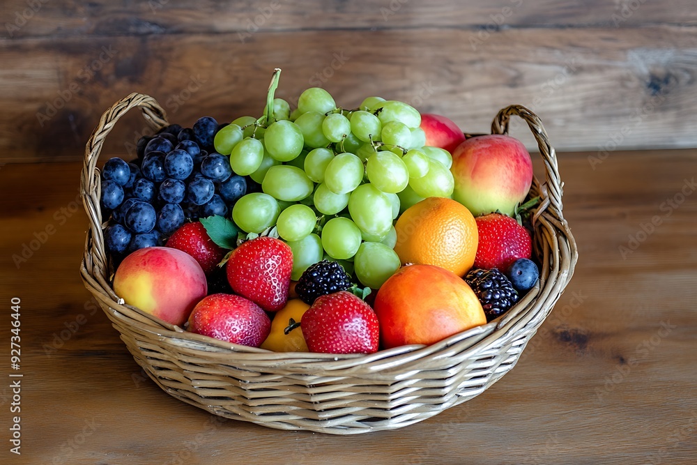 Mixed fruits in a wicker basket Mixed fruits in a wicker basket