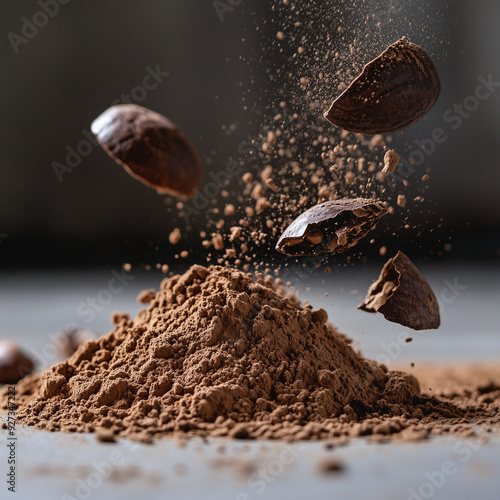 coffee beans and coco powder