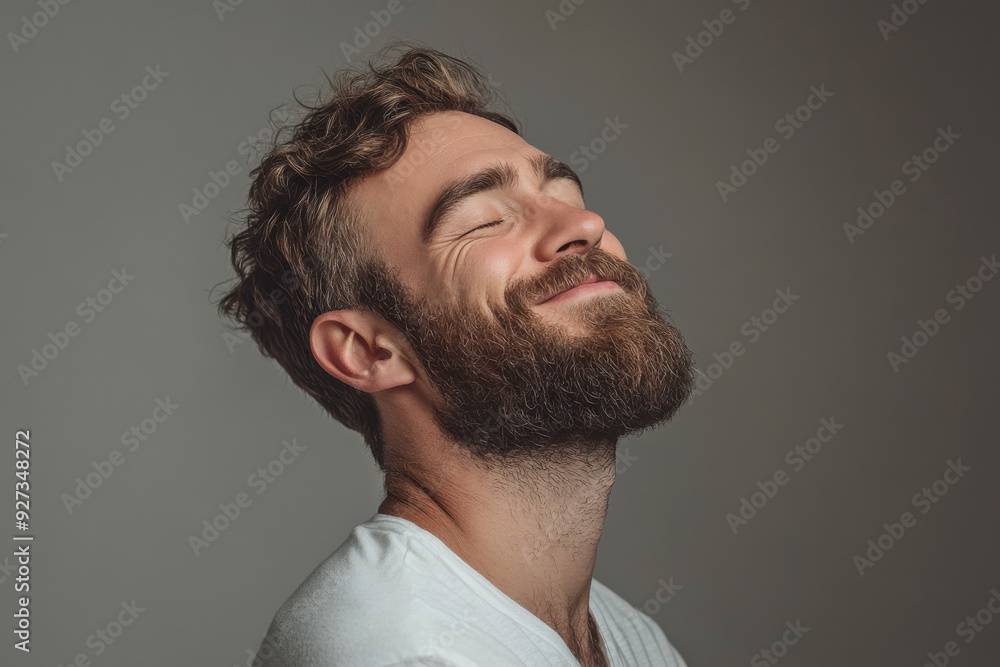 A close up of a man's face with her eyes closed A close up of a man's face with her eyes closed