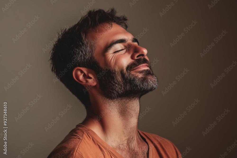 A close up of a man's face with her eyes closed A close up of a man's face with her eyes closed
