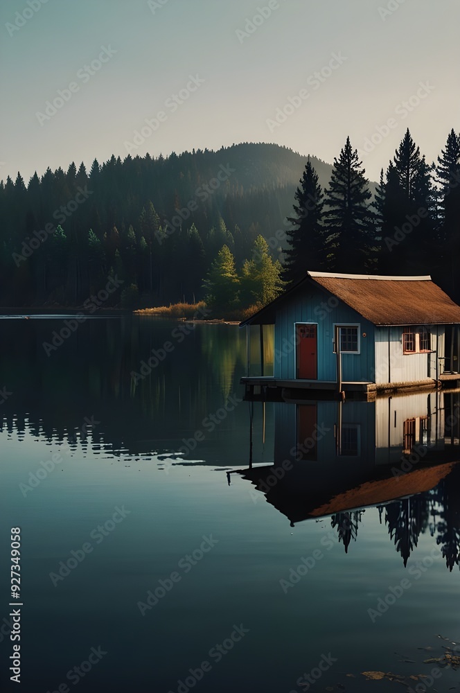 Fototapeta premium house on the lake