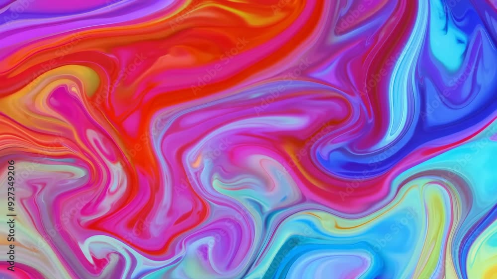 Animation of fluid painting abstract colorful texture. Intensive colorful mix of acrylic vibrant colors, gradient mesh. Rainbow bright swirling paint effect Animation of fluid painting abstract colorful texture. Intensive colorful mix of acrylic vibrant colors, gradient mesh. Rainbow bright swirling paint effect
