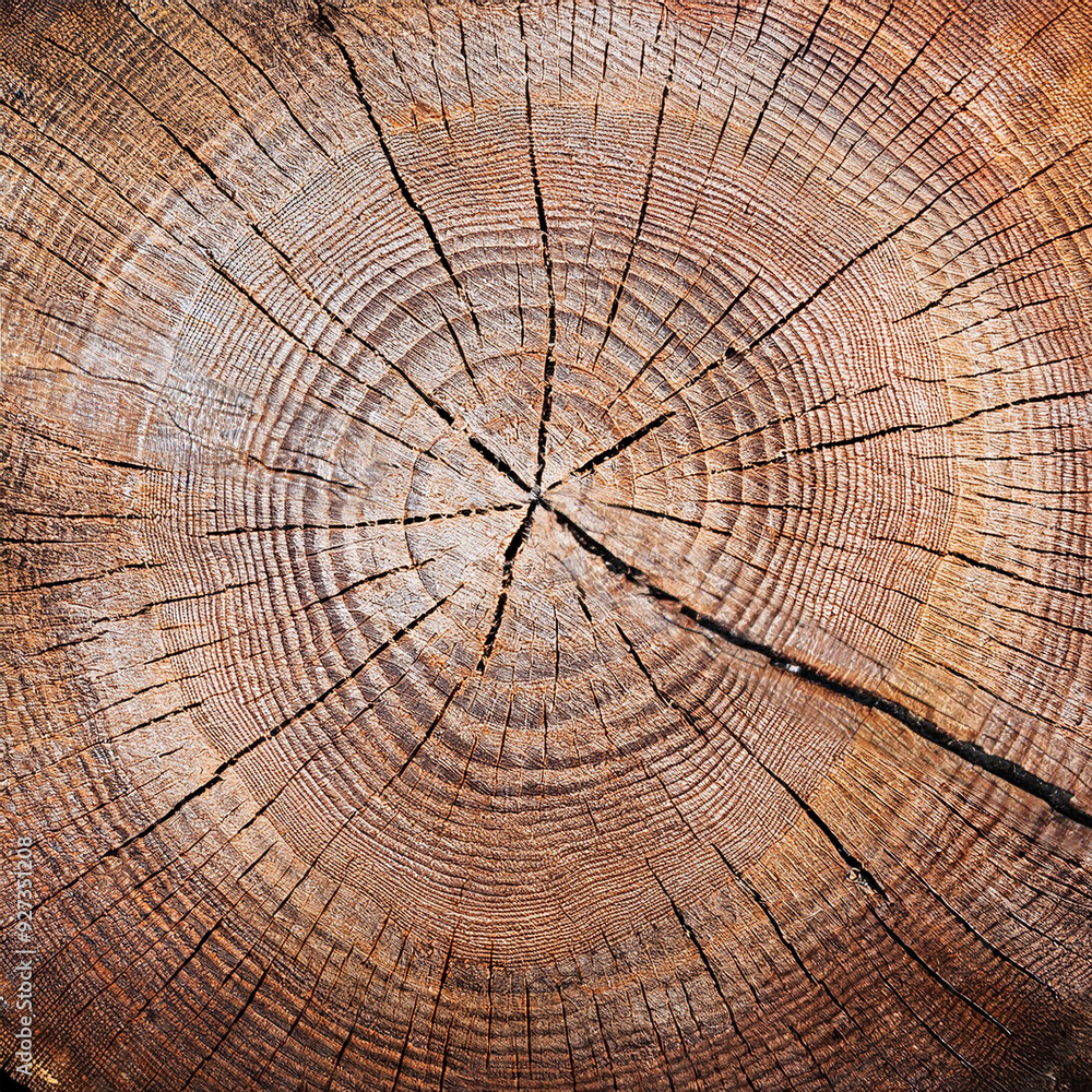 Fototapeta premium Tekstura drewniana, przekrój drewna, tapeta dekoracja generative ai 