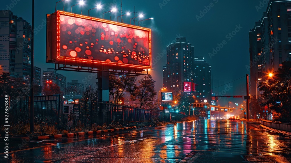 A vertical blank white billboard on a city street offers space for mock-up posters, set against a backdrop of buildings and road on a summer night. A vertical blank white billboard on a city street offers space for mock-up posters, set against a backdrop of buildings and road on a summer night.