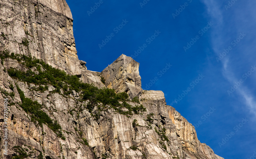 Panoramic view of the Preikestolen rock platform in Norway. Panoramic view of the Preikestolen rock platform in Norway.