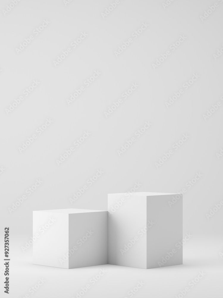 3D product display stand white background. 3D podium for cosmetic, perfume and product presentation, 3D rendering, illustration. 3D product display stand white background. 3D podium for cosmetic, perfume and product presentation, 3D rendering, illustration.