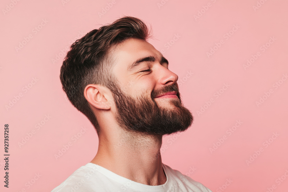 Fototapeta premium A close up of a man's face with her eyes closed