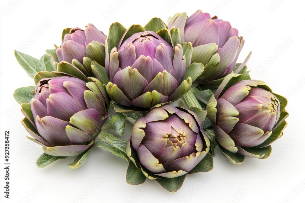 Obraz premium Close-up of elegantly arranged artichokes on a neutral background