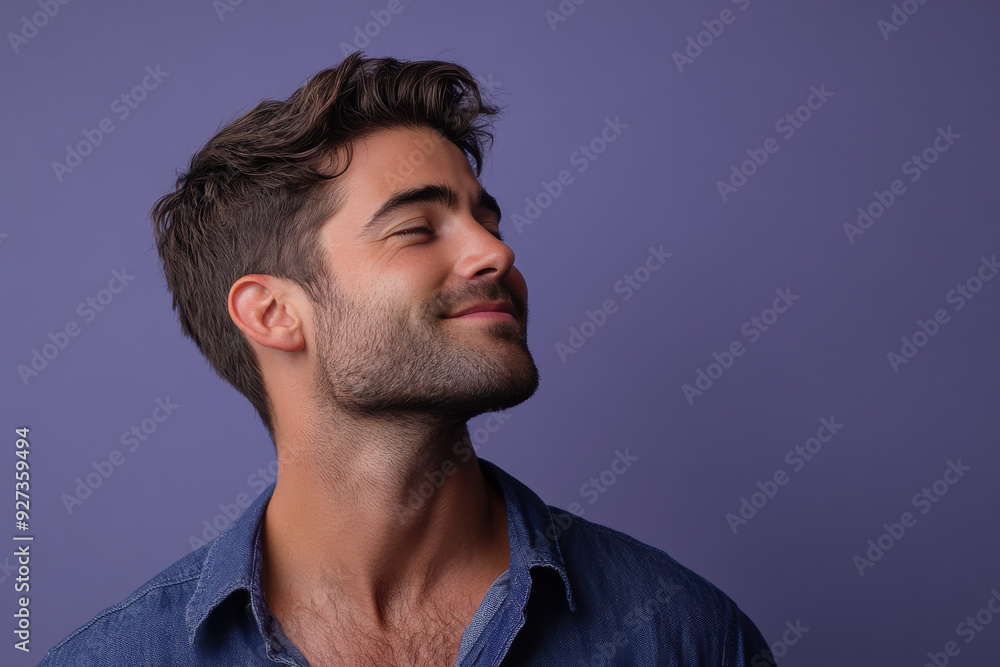 A close up of a man's face with her eyes closed A close up of a man's face with her eyes closed
