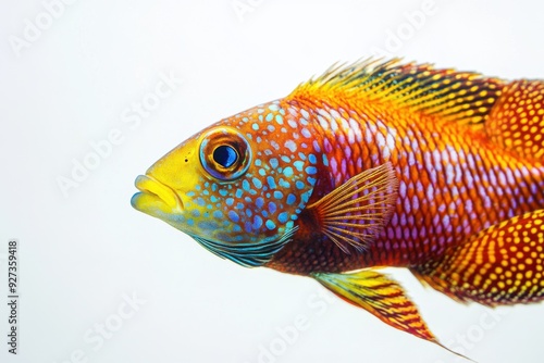 Close-up of a vibrant, rare fish in a clear aquatic environment