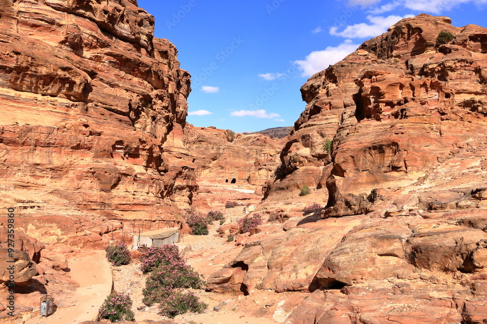 footpath in the rock along Ad-Deir Trail Monastery Route in the historic and archaeological city of Petra, Jordan footpath in the rock along Ad-Deir Trail Monastery Route in the historic and archaeological city of Petra, Jordan