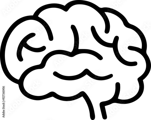 Monochrome Brain Outline Illustration in vector