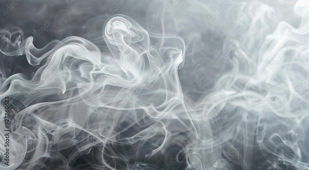 Obraz premium White flowing smoke on gray background.