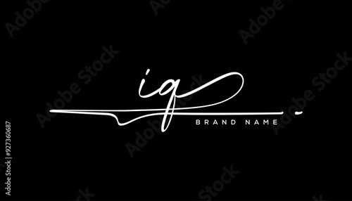 IQ letter beauty handwriting vector logo. 