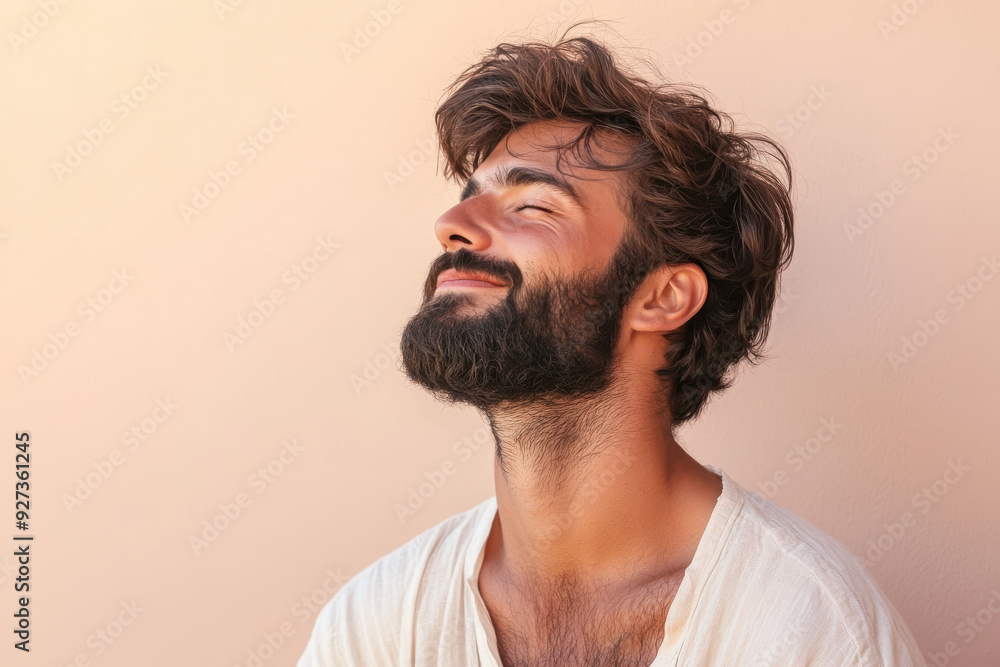 A close up of a man's face with her eyes closed A close up of a man's face with her eyes closed