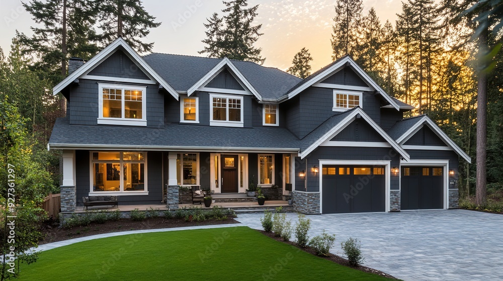 Obraz premium Modest House: Simple and Cozy Design Featuring a Small, Humble Home with Minimalistic Architecture. Perfect for Representing Modest Living, Warmth, and Comfort in a Tranquil Setting