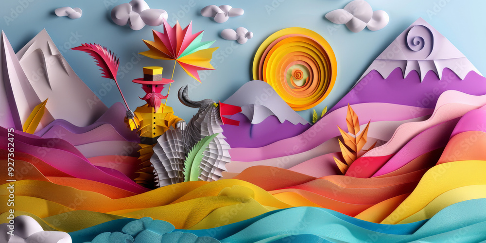Paper-craft person with room for text, playful and colorful
Paper-craft person with room for text, playful and colorful