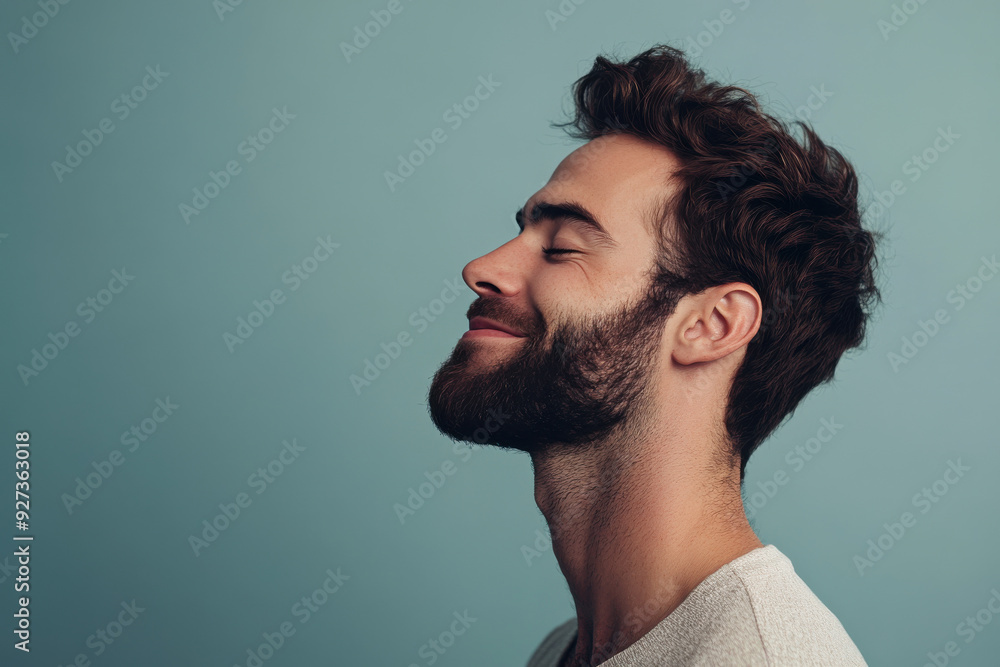 A close up of a man's face with her eyes closed A close up of a man's face with her eyes closed