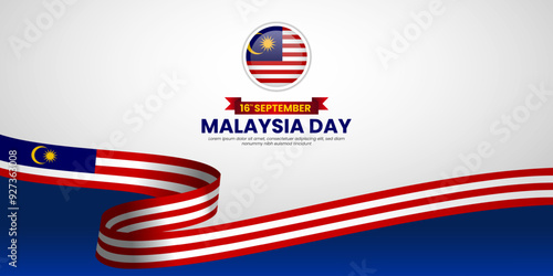Malaysia day ribbon flag copy space background. Template for malaysia independence day banner