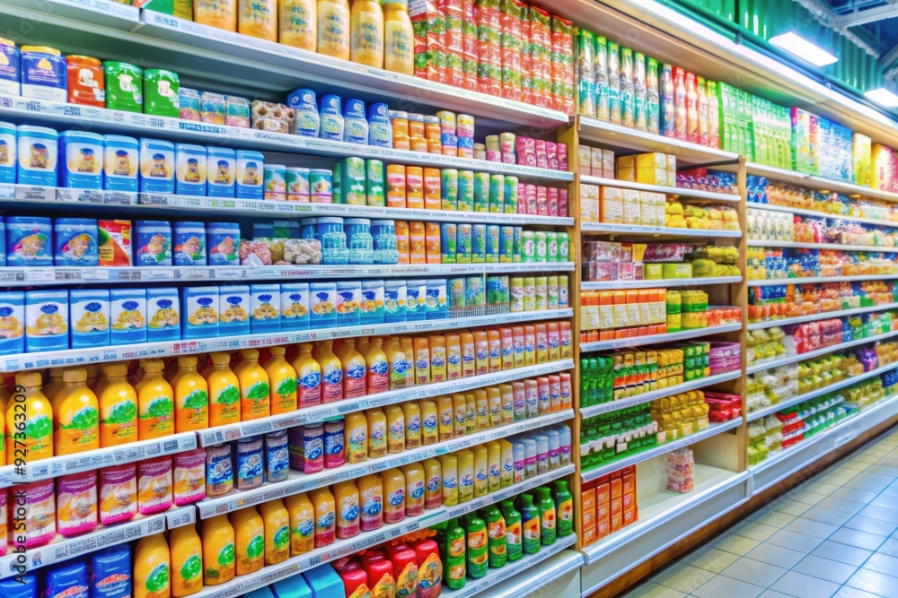 Colorful packaging of a popular children's milk brand occupies a prominent spot on a well-stocked supermarket shelf in Jombang, Indonesia, awaiting young customers. Colorful packaging of a popular children's milk brand occupies a prominent spot on a well-stocked supermarket shelf in Jombang, Indonesia, awaiting young customers.