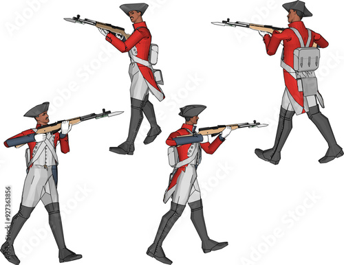 Vector sketch illustration design of soldiers in royal era uniforms fighting with rifles 