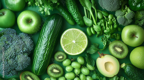 picture of green alkaline fruits and vegetables photo