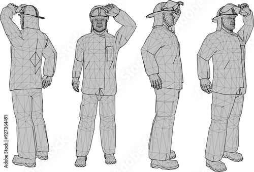 Vector sketch illustration design of firefighter in security uniform