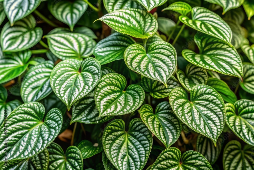 Delicate green and white ornamental vines of a betel plant species twist and turn, showcasing intricate leaf patterns and subtle textures in a natural setting. Delicate green and white ornamental vines of a betel plant species twist and turn, showcasing intricate leaf patterns and subtle textures in a natural setting.