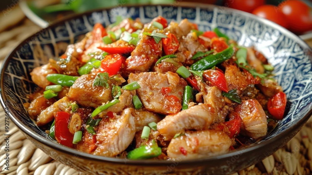 Spicy Stir-Fried Chicken with Chili and Green Onion Spicy Stir-Fried Chicken with Chili and Green Onion