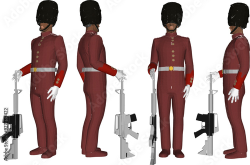 Vector sketch illustration design of queen's guard in ready pose