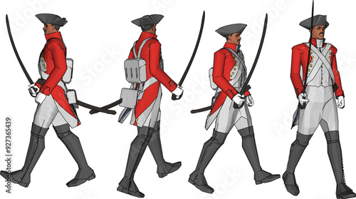 Vector sketch illustration design of soldier in royal era uniform preparing with sword weapon