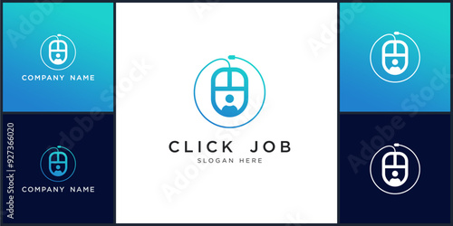 Vector of click job logo dan icon design template, can be used in various media easily, editable