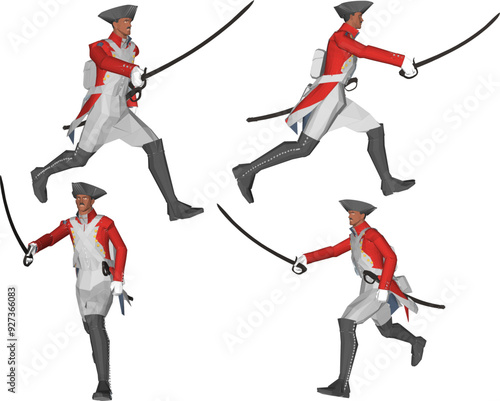 Vector sketch illustration design of soldier in royal era uniform with sword weapon