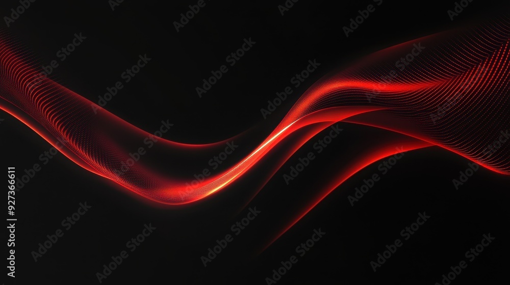 Abstract red wave design on a black background, conveying energy and movement. Abstract red wave design on a black background, conveying energy and movement.