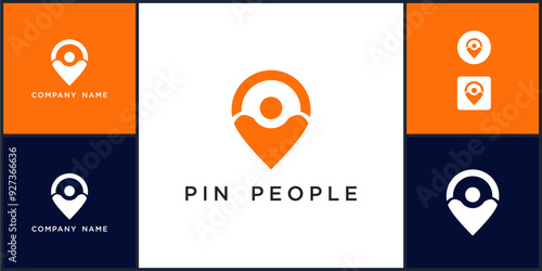 Vector of pin people logo dan icon design template, can be used in various media easily, editable